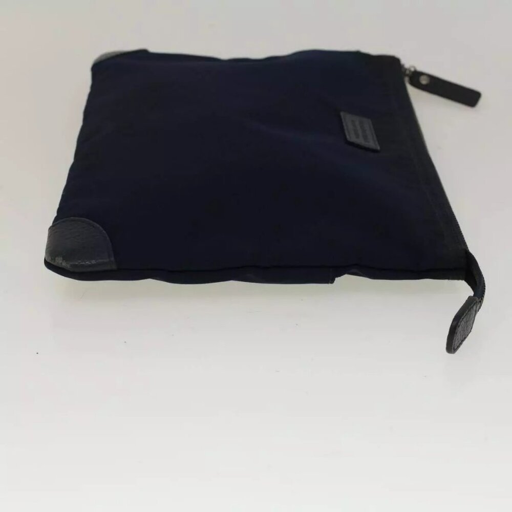 BURBERRY Black label Clutch Bag Nylon Leather Navy - Picture 15 of 16